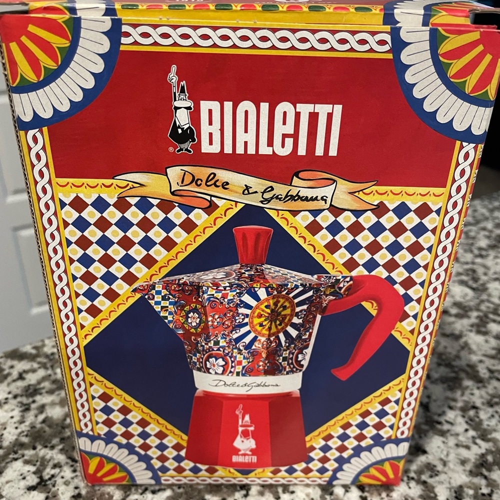 Dolce & Gabbana Bialetti Moka Express with Red and Blue Accents